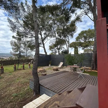Roulotte Avec Terrasse Et Jardin Vue Parque de Campismo